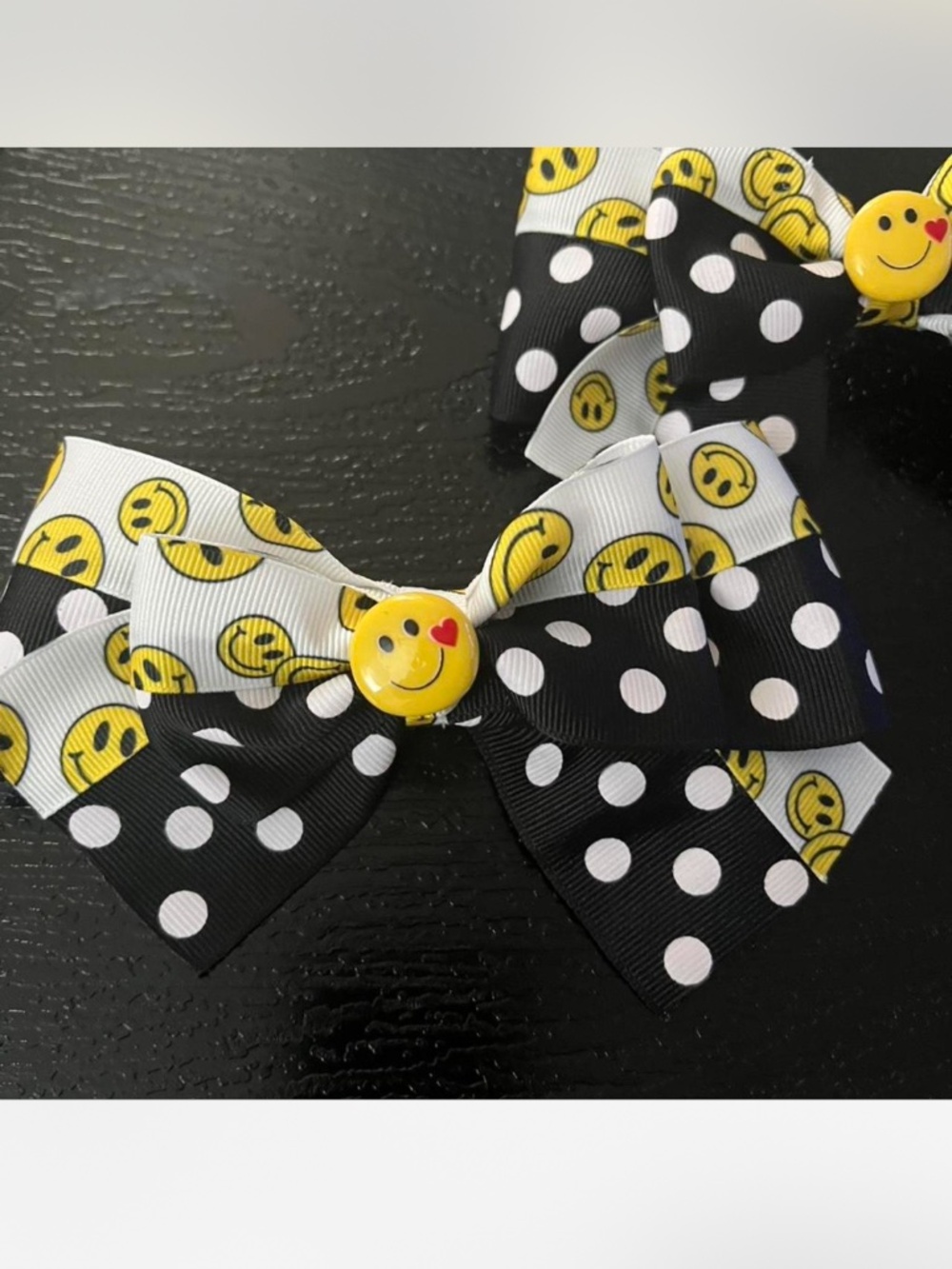 “Don’t Worry be Happy” inspired hair bows